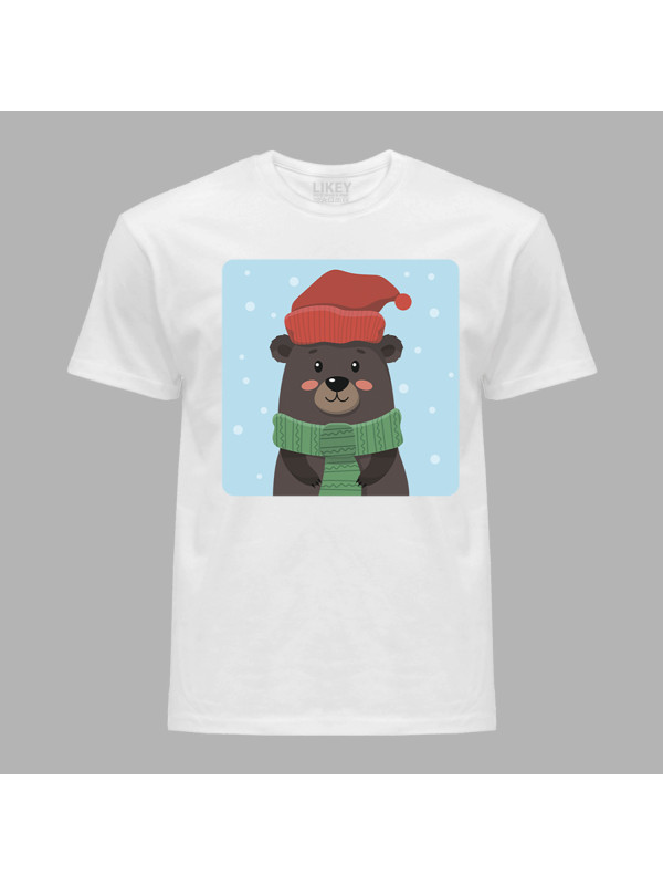 Футболка чоловіча з новорічним принтом "Зимовий ведмідь" (0211319)