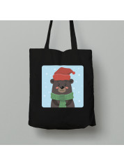 Екосумка шопер з бавовни 38х40см з новорічним принтом "Зимовий ведмідь" (0211319)