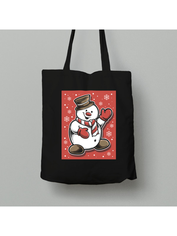 Екосумка шопер з бавовни 38х40см з новорічним принтом "Привіт Сніговик" (0211324)