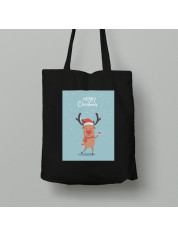 Екосумка шопер з бавовни 38х40см з новорічним принтом "Різдвяний олень" Merry Christmas (0211325)