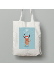 Екосумка шопер з бавовни 38х40см з новорічним принтом "Різдвяний олень" Merry Christmas (0211325)