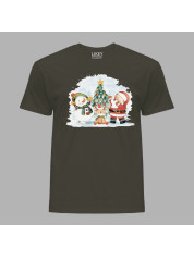 Новорічна футболка для всієї родини з новорічним принтом "Санта, сніговик, олень та ялинка" (0211326)