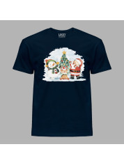 Новорічна футболка для всієї родини з новорічним принтом "Санта, сніговик, олень та ялинка" (0211326)