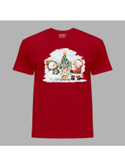 Новорічна футболка для всієї родини з новорічним принтом "Санта, сніговик, олень та ялинка" (0211326)