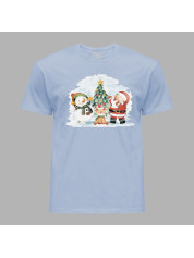 Новорічна футболка для всієї родини з новорічним принтом "Санта, сніговик, олень та ялинка" (0211326)