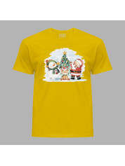 Новорічна футболка для всієї родини з новорічним принтом "Санта, сніговик, олень та ялинка" (0211326)