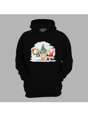 Новорічний худі з принтом "Санта, сніговик, олень та ялинка" (0211326)