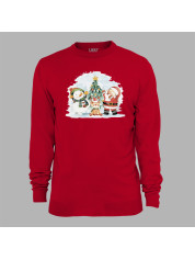 Новорічний світшот з новорічним принтом "Санта, сніговик, олень та ялинка" (0211326)