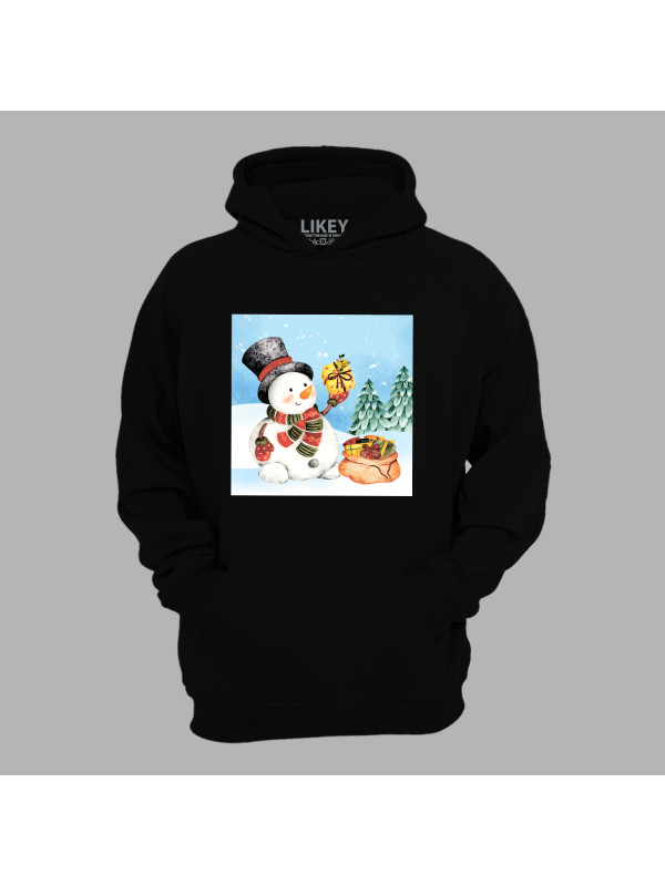 Худі з новорічним принтом "Сніговик з мішком подарунків" (0211328)