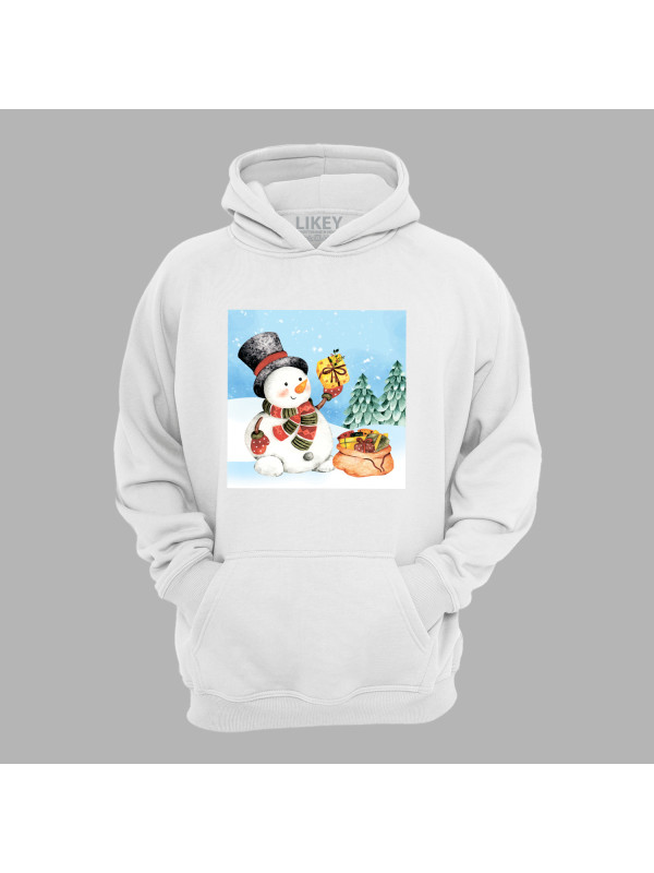Худі з новорічним принтом "Сніговик з мішком подарунків" (0211328)