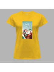 Новорычна футболка жіноча з новорічним принтом "Санта вже мчить" Merry Christmas (0211330)