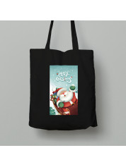 Екосумка шопер з бавовни 38х40см з новорічним принтом "Санта вже мчить" Merry Christmas(0211330)