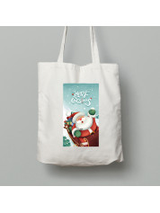 Екосумка шопер з бавовни 38х40см з новорічним принтом "Санта вже мчить" Merry Christmas(0211330)