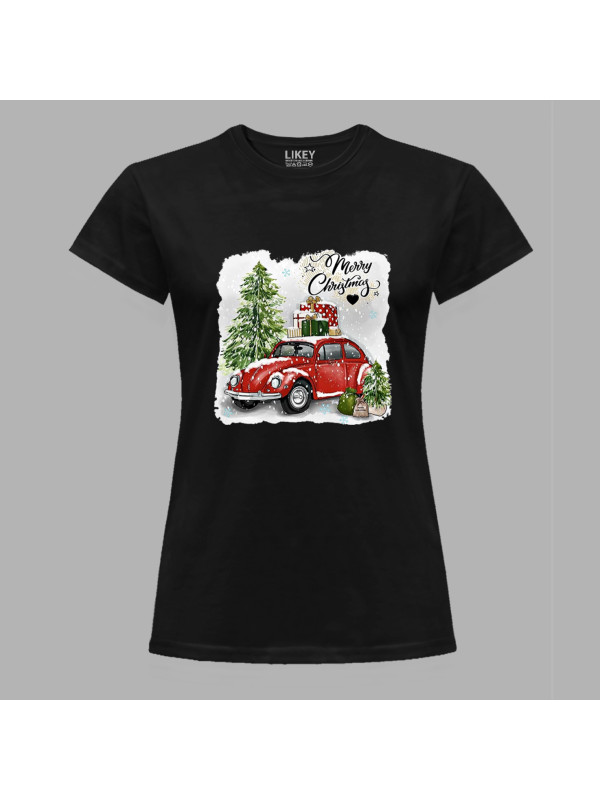 Новорічна футболка жіноча з новорічним принтом "Гарні подарунки на Різдво" (0211331)