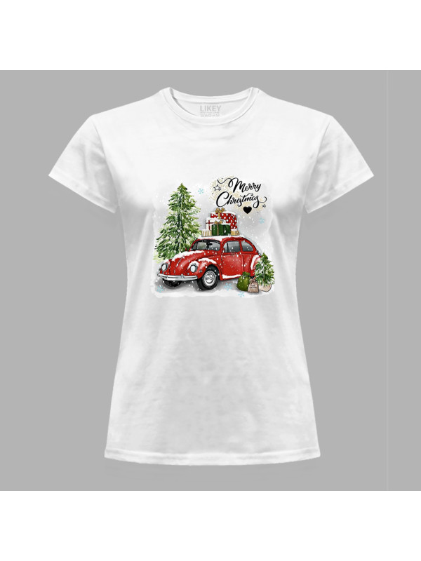 Новорічна футболка жіноча з новорічним принтом "Гарні подарунки на Різдво" (0211331)