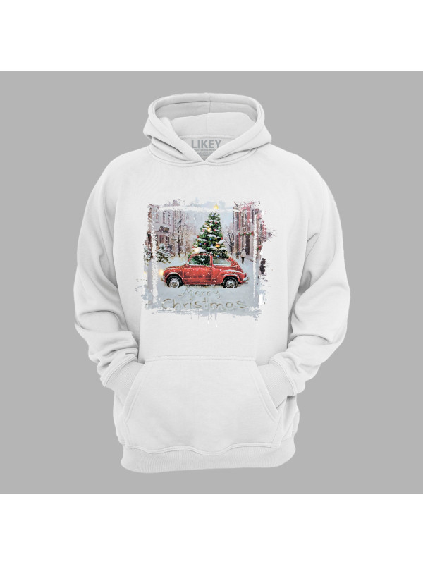 Худі з новорічним принтом "Різдвяна ялинка в авто" (0211332)