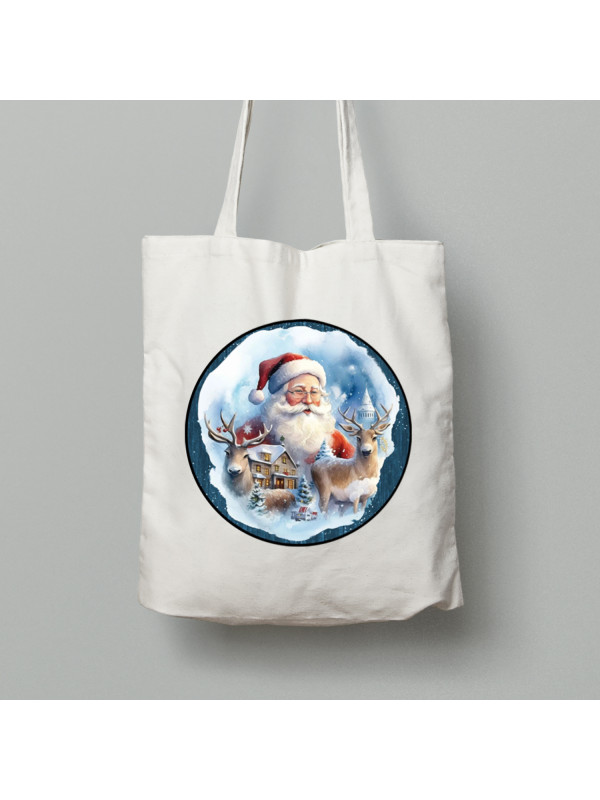 Екосумка шопер з бавовни 38х40см з новорічним принтом для всієї родини "Різдвяний настрій" Merry Christmas (0211333)
