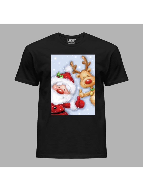 Новорічна футболка чоловіча з новорічним принтом для всієї родини "Привіт, Різдво" (0211334)