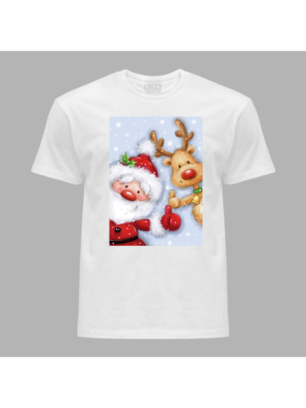Новорічна футболка чоловіча з новорічним принтом для всієї родини "Привіт, Різдво" (0211334)
