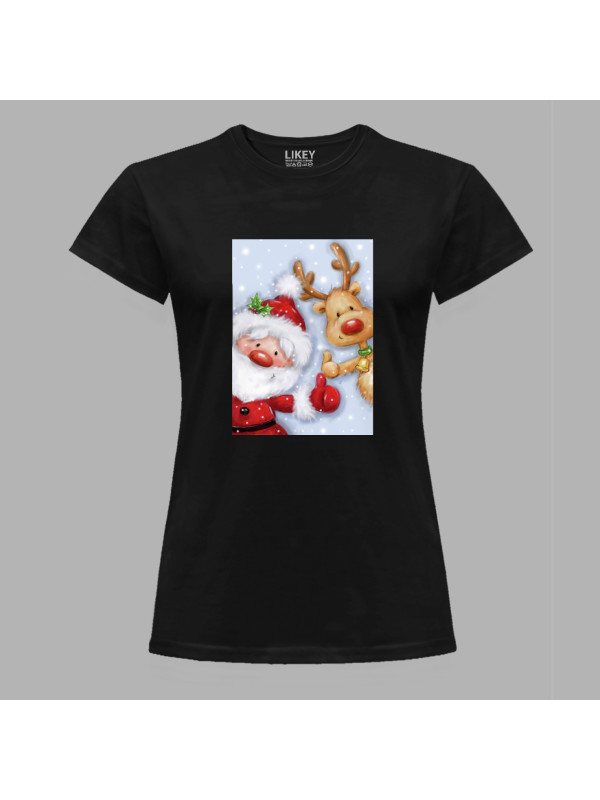 Новорічна футболка жіноча для всієї родини з новорічним принтом "Привіт, Різдво" (0211334)