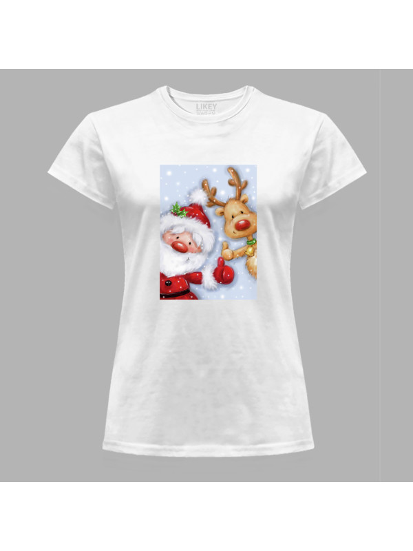 Новорічна футболка жіноча для всієї родини з новорічним принтом "Привіт, Різдво" (0211334)