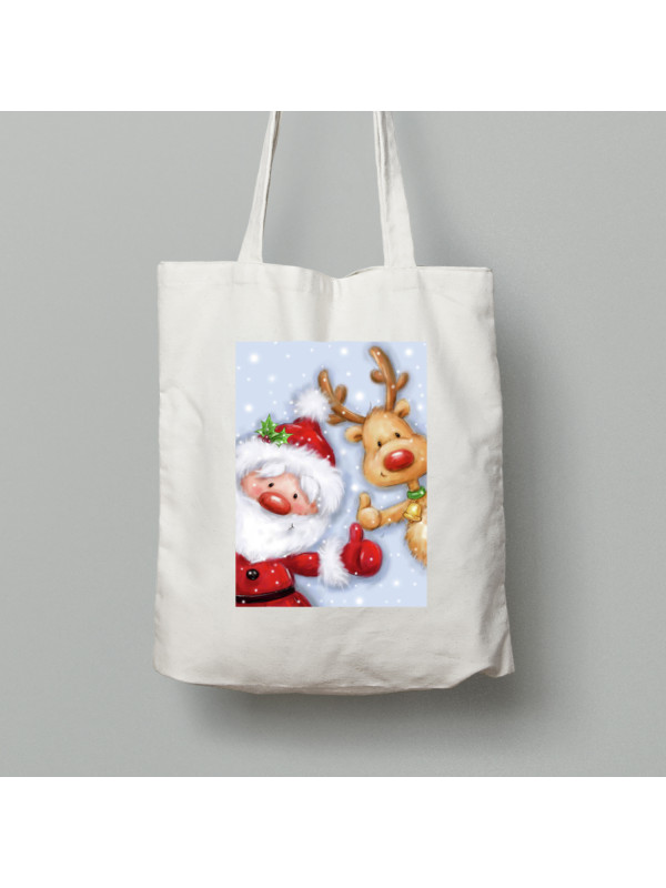 Екосумка шопер з бавовни 38х40см з новорічним принтом "Привіт, Різдво" (0211334)