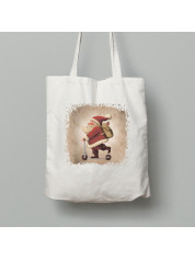 Екосумка шопер з бавовни 38х40см з новорічним принтом "Санта мчить на самокаті" (0211335)
