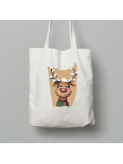 Екосумка шопер з бавовни 38х40см з новорічним принтом "Олень під снігом" (0211336)