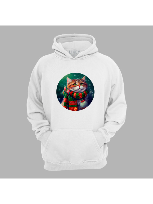 Худі з новорічним принтом "Зимовий кіт" (0211337)