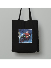 Екосумка шопер з бавовни 38х40см з новорічним принтом "Санта байкер" (0211338)