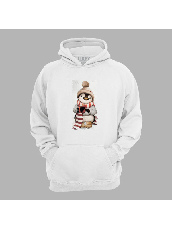 Худі з новорічним принтом "Пінгвін у шапці" (0211339)
