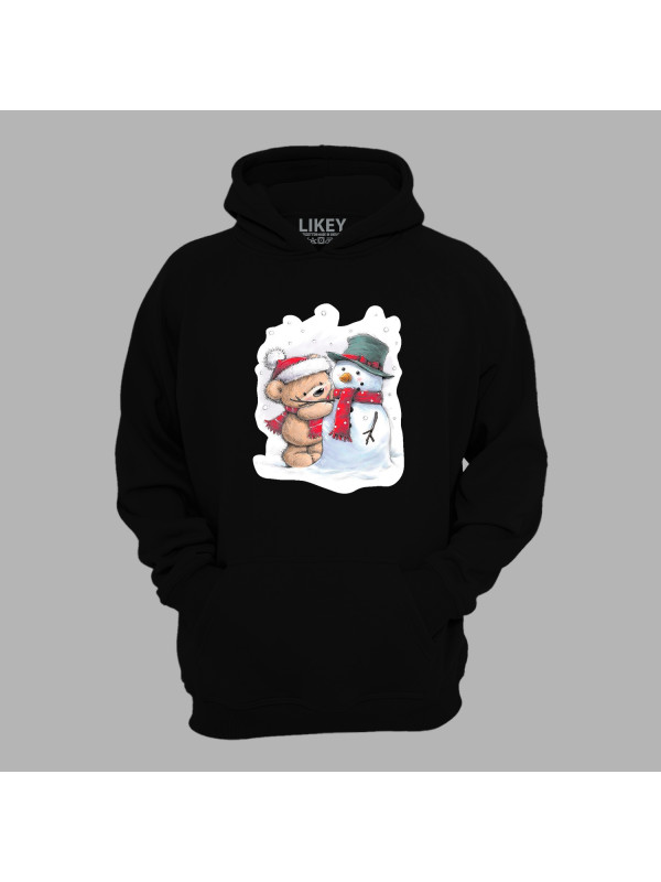 Худі з новорічним принтом "Ведмежа та сніговик" (0211340)
