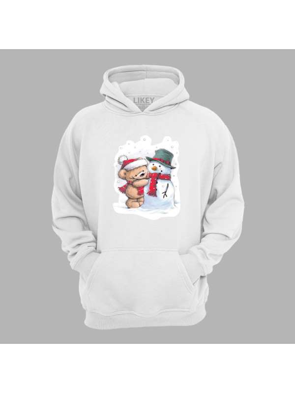 Худі з новорічним принтом "Ведмежа та сніговик" (0211340)