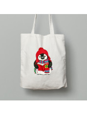 Екосумка шопер з бавовни 38х40см з новорічним принтом "Пінгвін казкар" (0211341)