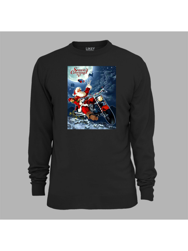 Свитшот на новый год с новогодним принтом "Санта байкер в сезон подарков" Merry Christmas (0211343)