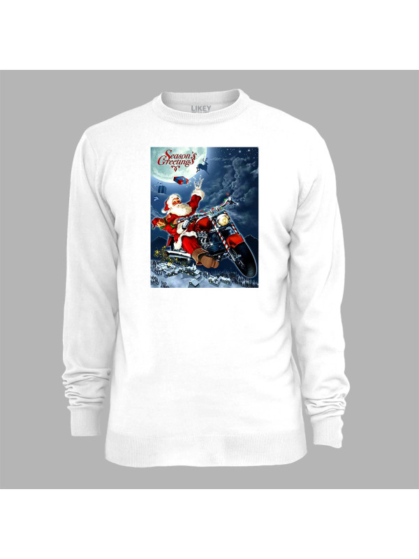 Свитшот на новый год с новогодним принтом "Санта байкер в сезон подарков" Merry Christmas (0211343)