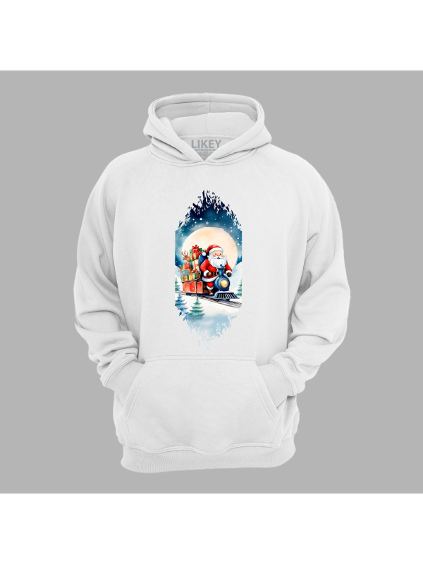 Худі з новорічним принтом "Санта і різдвяний паровозик з подарунками" (0211344)