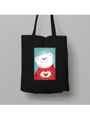 Екосумка шопер з бавовни 38х40см з новорічним принтом "Люблю тебе, ведмежатко" (0211345)