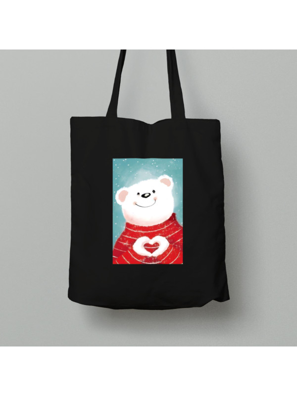 Екосумка шопер з бавовни 38х40см з новорічним принтом "Люблю тебе, ведмежатко" (0211345)