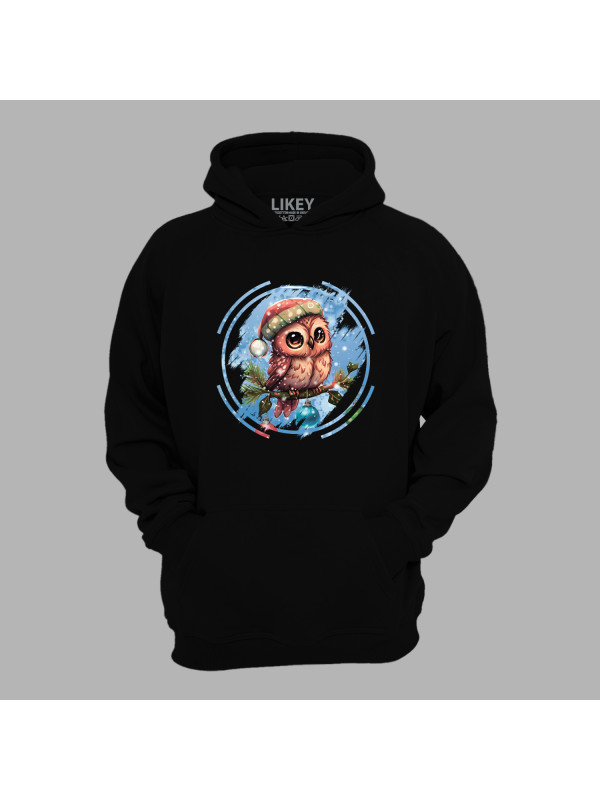 Худі з новорічним принтом "Совеня на різдвяній ялинці" (0211346)