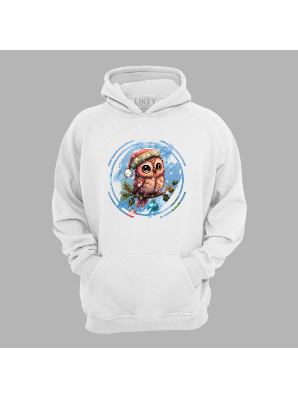 Худі з новорічним принтом "Совеня на різдвяній ялинці" (0211346)