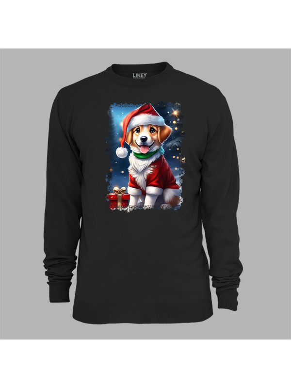 Світшот з новорічним принтом "Песик Санти з подарунком" (0211347)