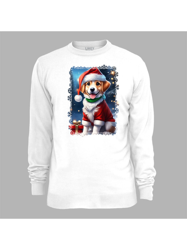 Світшот з новорічним принтом "Песик Санти з подарунком" (0211347)