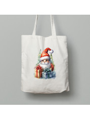 Екосумка шопер з бавовни 38х40см з новорічним принтом "Маленький Санта з подарунками" (0211348)
