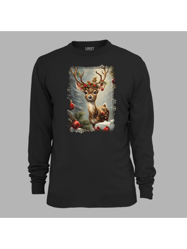 Світшот з новорічним принтом "Олень та різдвяні іграшки" (0211349)