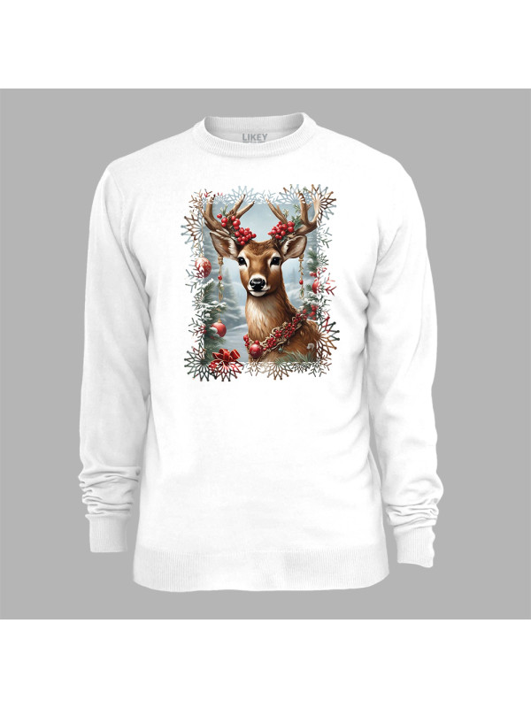 Світшот з новорічним принтом "Олень в різдвяних іграшках" (0211350)