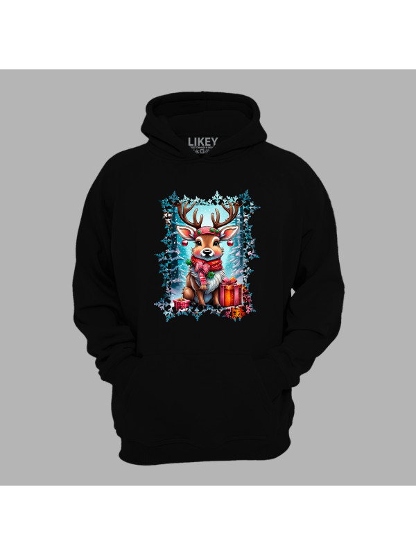 Худі з новорічним принтом "Різдвяний оленятко з подарунками" (0211351)