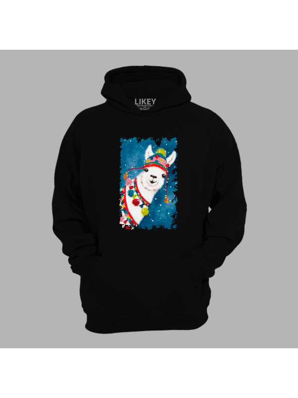 Худі з новорічним принтом "Привіт, різдвяна лама" (0211352)