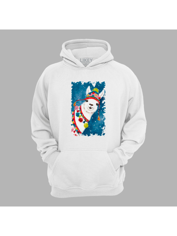 Худі з новорічним принтом "Привіт, різдвяна лама" (0211352)