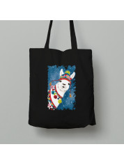 Екосумка шопер з бавовни 38х40см з новорічним принтом "Привіт, різдвяна лама" (0211352)